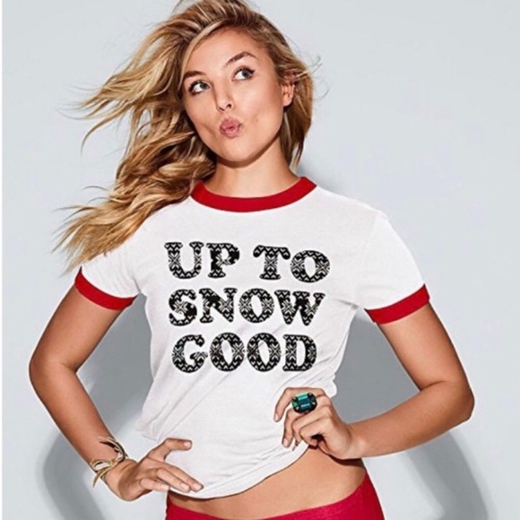 PINK Holiday Ringer Tee - Picture 1 of 6